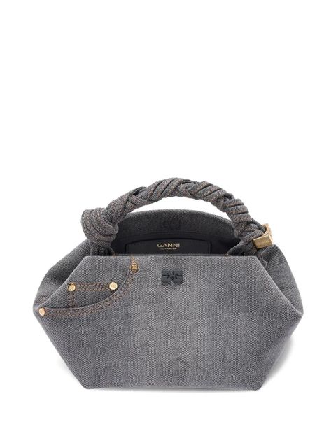 GANNI small twisted-handle denim clutch bag - Grey
