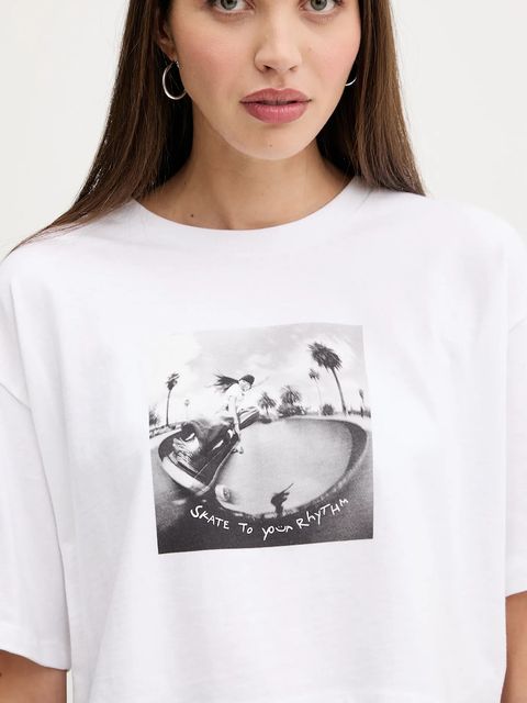 Vans t-shirt bawełniany damski kolor biały VN000RCHWHT1