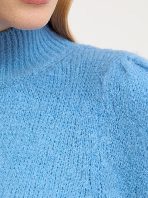 Morgan sweter z dodatkiem wełny damski kolor niebieski z golfem MLEONAR