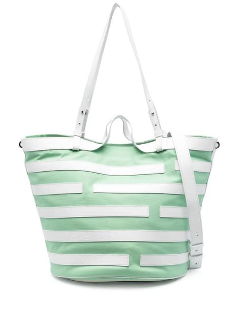 Casadei stripe-pattern leather tote bag - Green - zdjęcie produktu nr 1