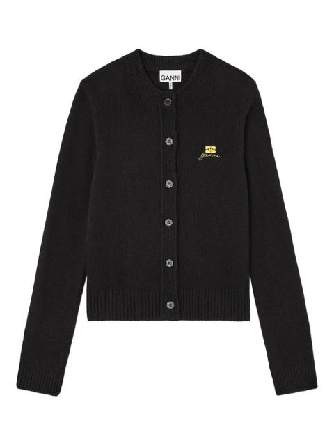 GANNI logo-embroidered cardigan - Black - zdjęcie produktu nr 1