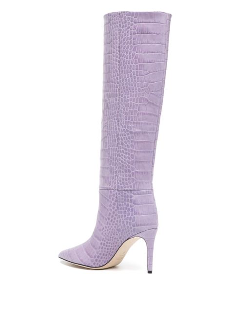 Paris Texas crocodile-embossed 100mm leather boots - Purple