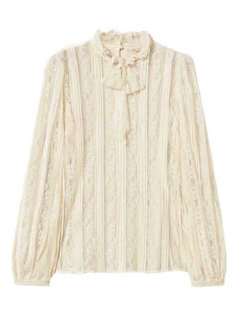 TWINSET striped lace bow blouse - Neutrals - zdjęcie produktu nr 1