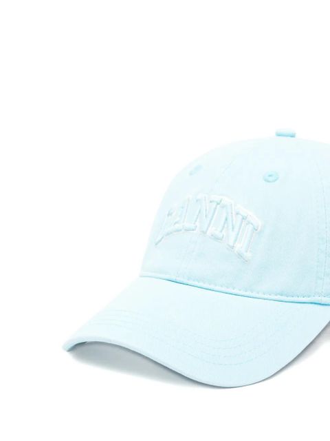 GANNI logo-embroidered cap hat - Blue