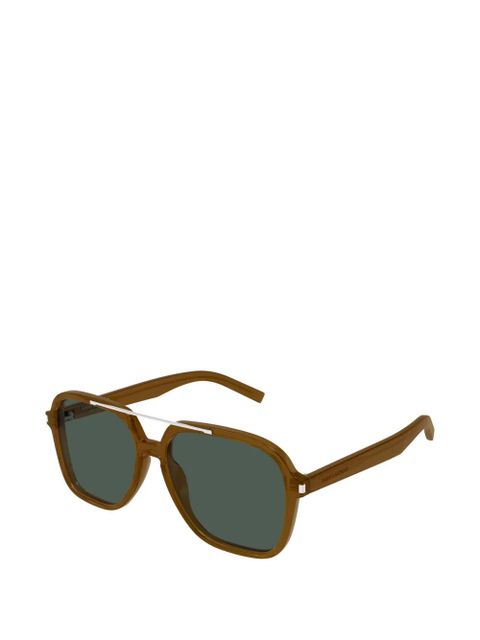 Saint Laurent Eyewear double-bridge pilot-frame sunglasses - Brown - zdjęcie produktu nr 2