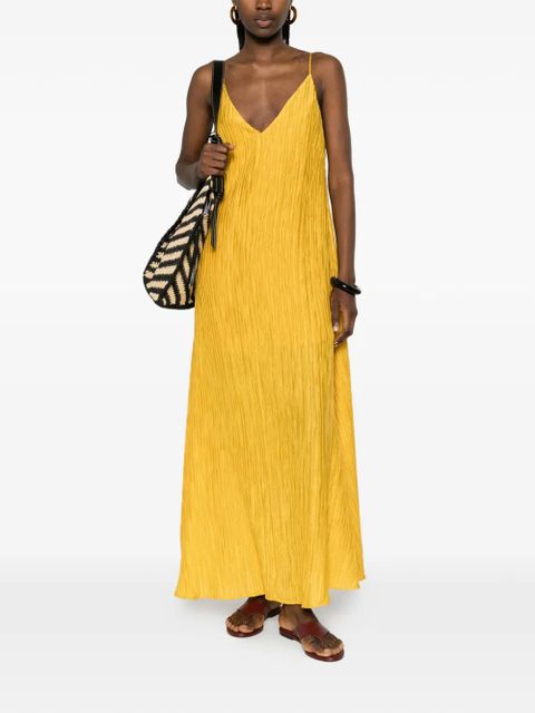 SOLOTRE V-neck textured dress - Yellow - zdjęcie produktu nr 2