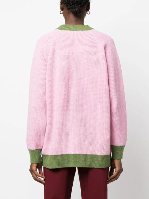 Marni distressed-finish V-neck cardigan - Pink - zdjęcie produktu nr 2