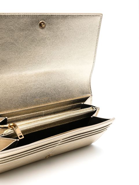 Saint Laurent logo-plaque leather purse - Gold