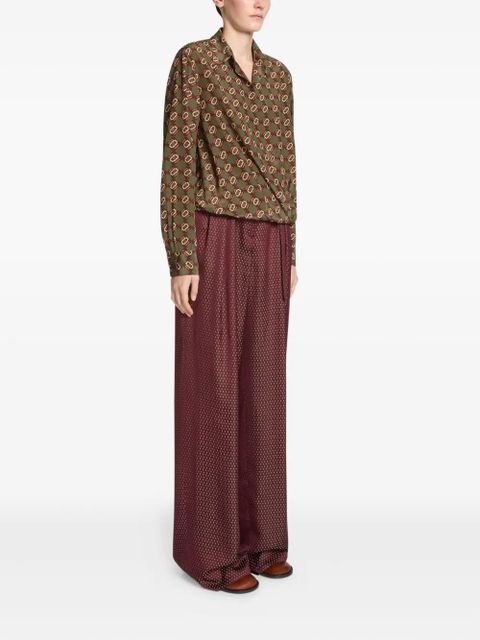 DRIES VAN NOTEN belted jacquard trousers - Red