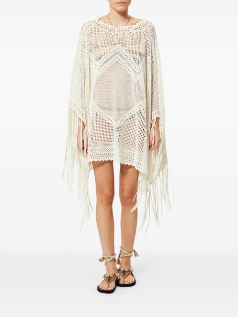 ISABEL MARANT Metila crochet fringed cape - Neutrals
