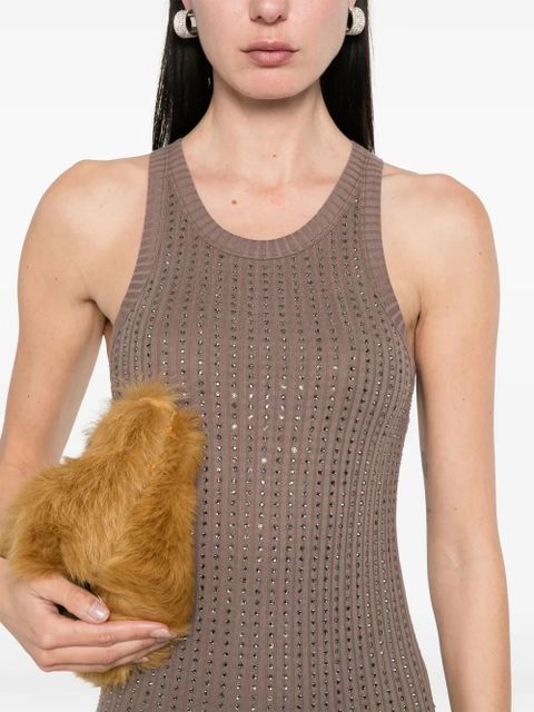 The Attico crystal-embellished mini dress - Brown