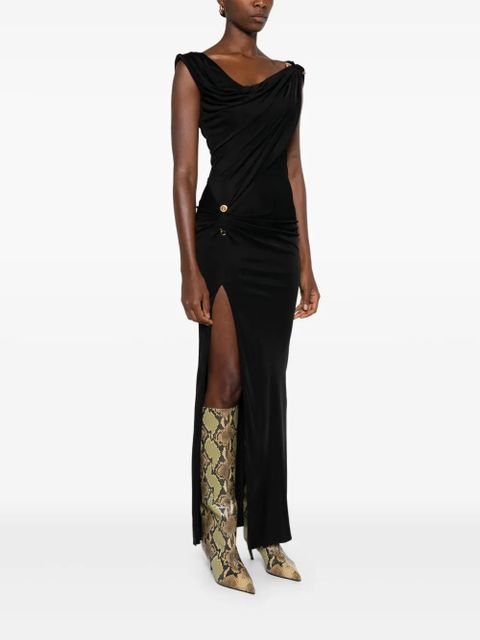 Versace asymmetric neck dress - Black