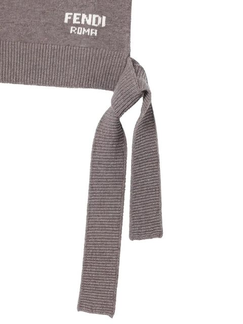 FENDI tie-detailing top - Brown