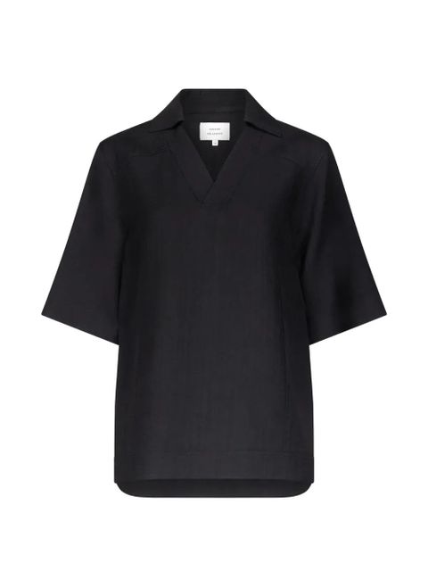 LouLou de Saison V-neck oversized top - Black - zdjęcie produktu nr 1