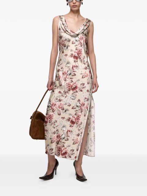 Acne Studios floral-print cowl-neck dress - Neutrals - zdjęcie produktu nr 2