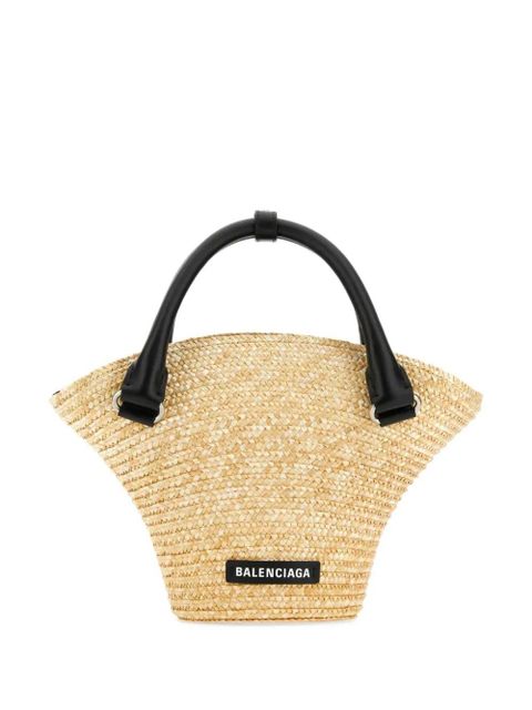 Balenciaga mini braided-raffia tote bag - Neutrals - zdjęcie produktu nr 1