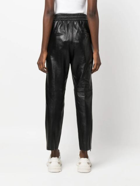 Golden Goose leather elastic-waist cropped trousers - Black