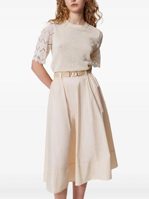 TWINSET belted midi skirt - Neutrals