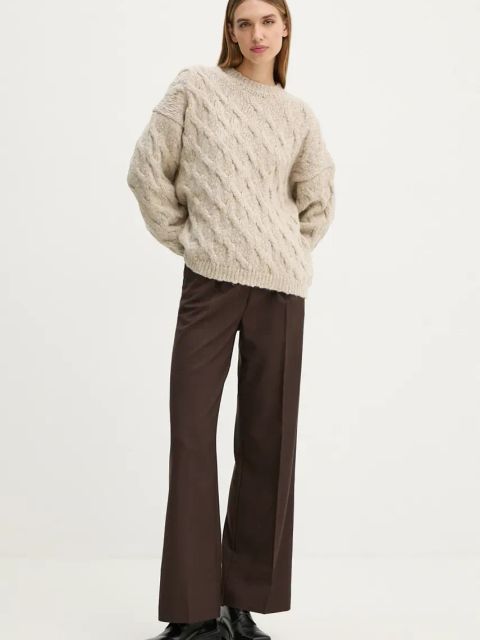 Drykorn sweter wełniany damski kolor beżowy ciepły 423093 88539