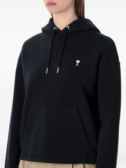 AMI Paris heart-embroidery hooded hoodie - Black
