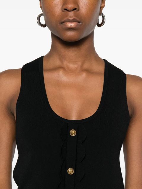 TWINSET scalloped-detail ribbed top - Black