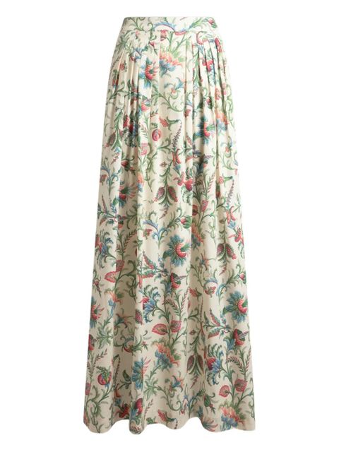 ETRO pleated floral-motif maxi skirt - Neutrals - zdjęcie produktu nr 1