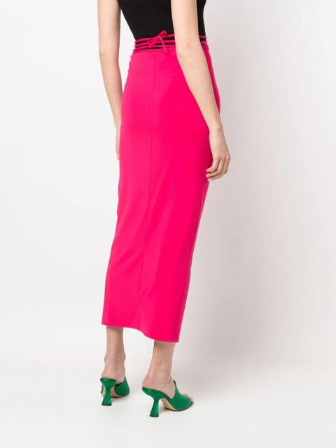 Self-Portrait gathered midi skirt - Pink