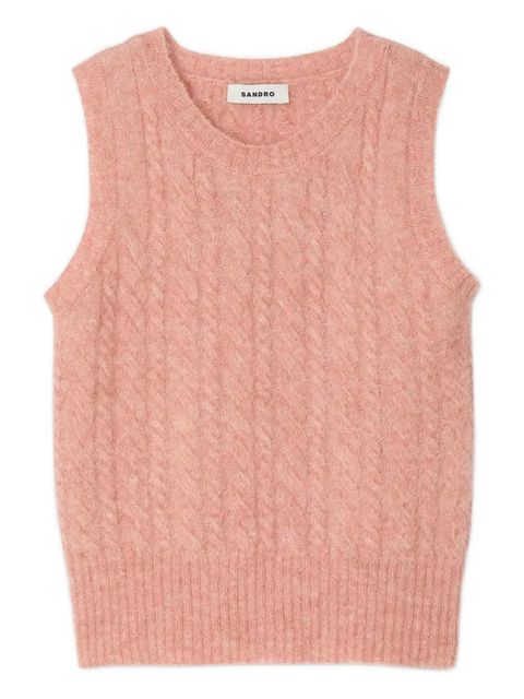 SANDRO cable-knit sleeveless vest - Pink - zdjęcie produktu nr 1