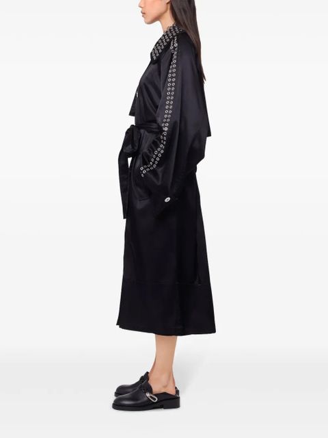 Rabanne eyelet-detail trench coat - Black