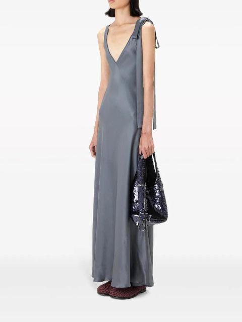 JW Anderson tie-fastening silk maxi dress - Grey