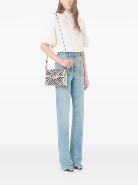 Valentino Garavani Rockstud small shoulder bag in woven fabric - Blue - zdjęcie produktu nr 2