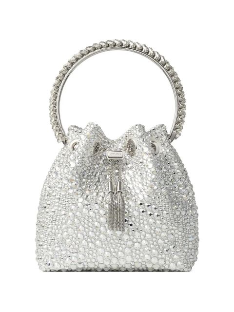 Jimmy Choo Bon Bon crystal-embellished circle-handle bucket bag - Silver - zdjęcie produktu nr 1