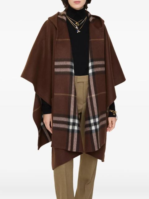 Burberry hooded checked cape - Brown
