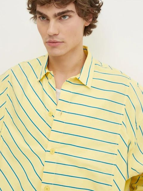 Sunnei koszula bawełniana kolor żółty relaxed z kołnierzykiem klasycznym RTWXSHR012