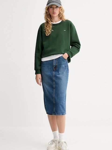 Levi's spódnica jeansowa kolor niebieski midi prosta 001VH