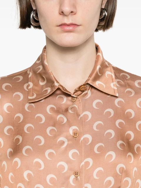 Marine Serre Crescent Moon-printed shirt - Orange