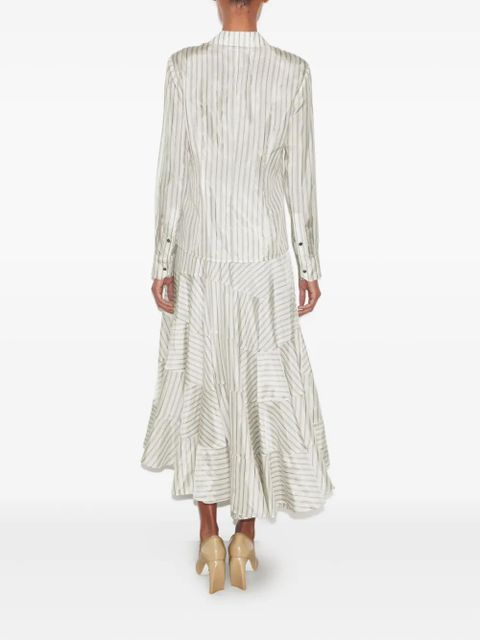 Tory Burch striped cinched button-down top - White