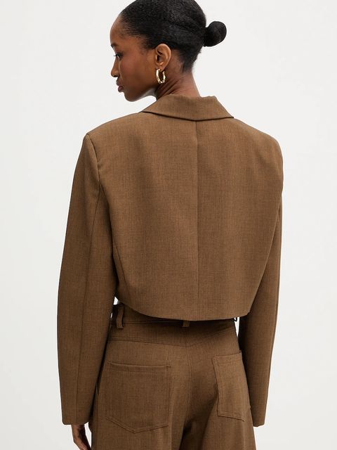 Haveone marynarka kolor brązowy dwurzędowa gładka JSO-P014