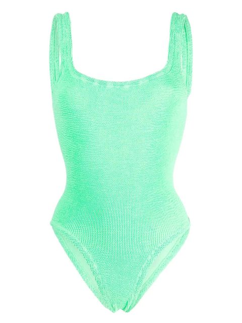 Hunza G square-neck crinkled-finish swimsuit - Green - zdjęcie produktu nr 1