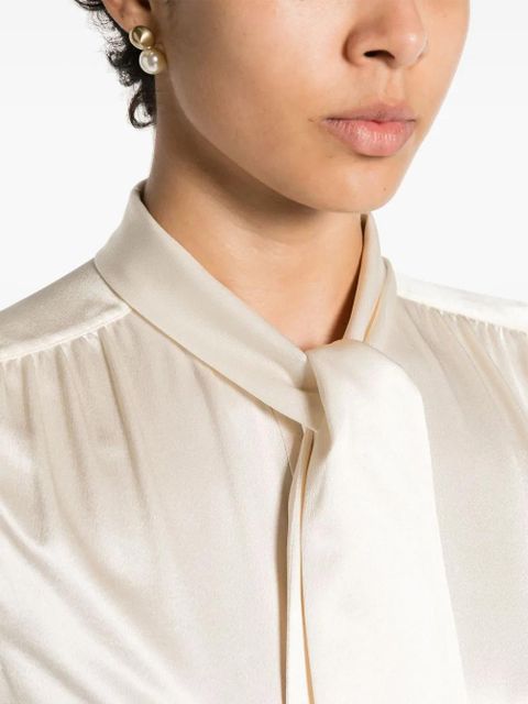 Saint Laurent lavallière-neck silk-satin blouse - Neutrals - zdjęcie produktu nr 2