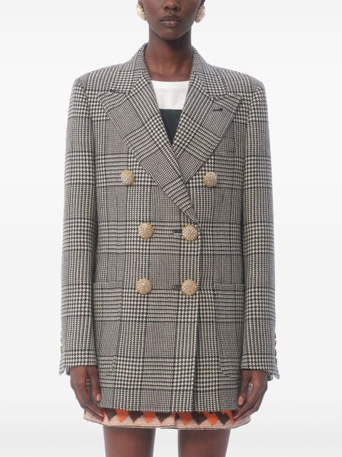 Valentino Garavani houndstooth-pattern virgin-wool blazer - Black
