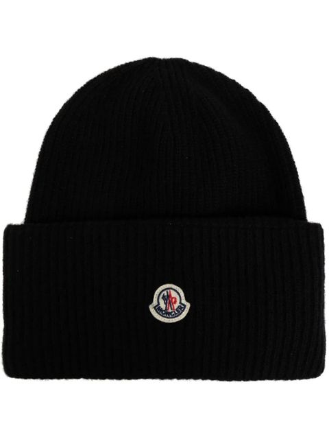 Moncler logo patch beanie - Black - zdjęcie produktu nr 1