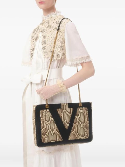 Valentino Garavani snakeskin-patterned leather tote bag - Neutrals - zdjęcie produktu nr 2
