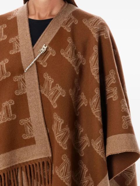 Max Mara monogram fringed poncho - Brown