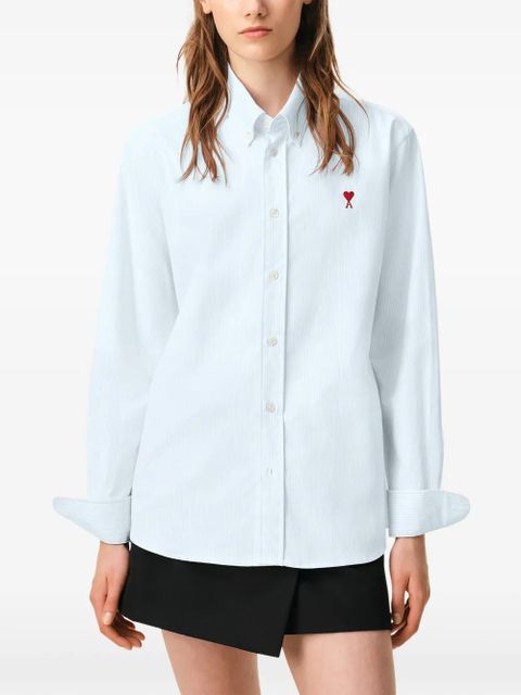 AMI Paris Ami De Coeur button-down cotton shirt - Blue