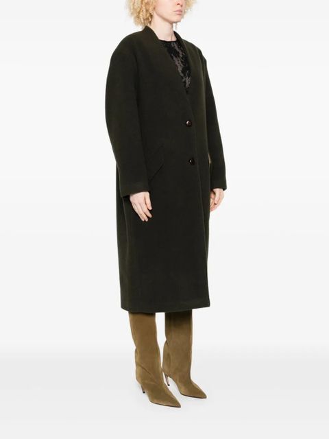 ISABEL MARANT button-front patch-pocket coat - Green - zdjęcie produktu nr 2