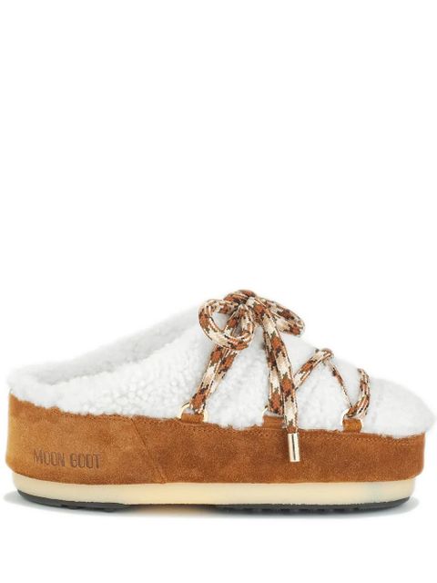 Moon Boot faux-shearling lace-up mules - White - zdjęcie produktu nr 1