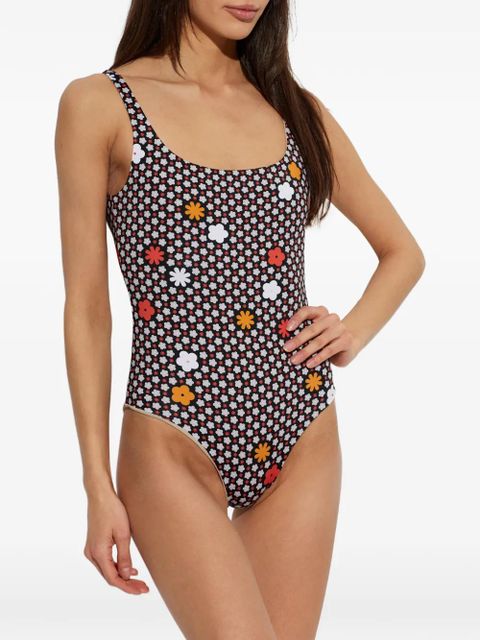 MM6 Maison Margiela floral-print swimsuit - Black