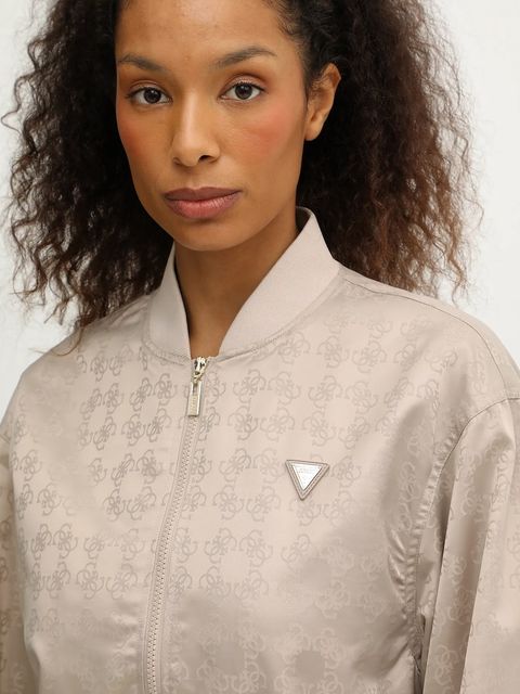 Guess kurtka bomber AOP kolor beżowy przejściowa oversize V5YL11 WHFU0 - zdjęcie produktu nr 2