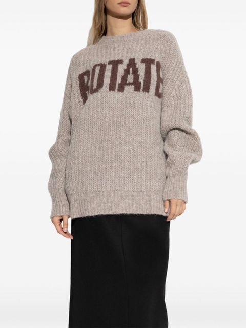 ROTATE BIRGER CHRISTENSEN logo-intarsia sweater - Neutrals